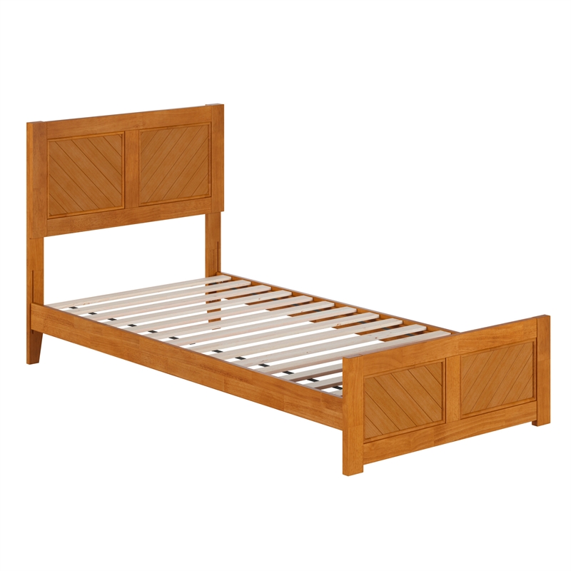 Berkshire Twin XL Low Profile Platform Bed w/Matching Footboard in Light Toffee