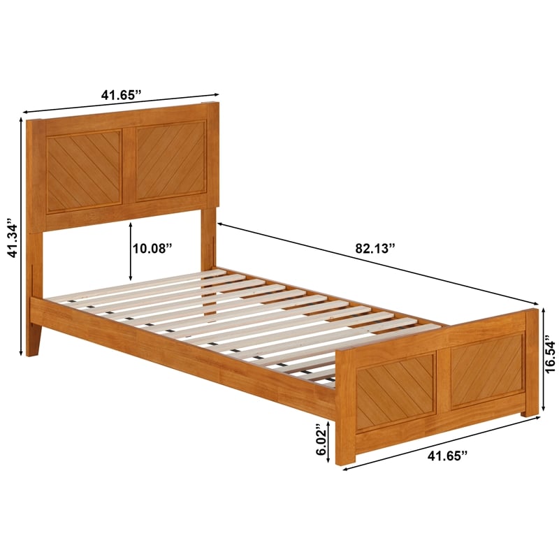 Berkshire Twin XL Low Profile Platform Bed w/Matching Footboard in Light Toffee