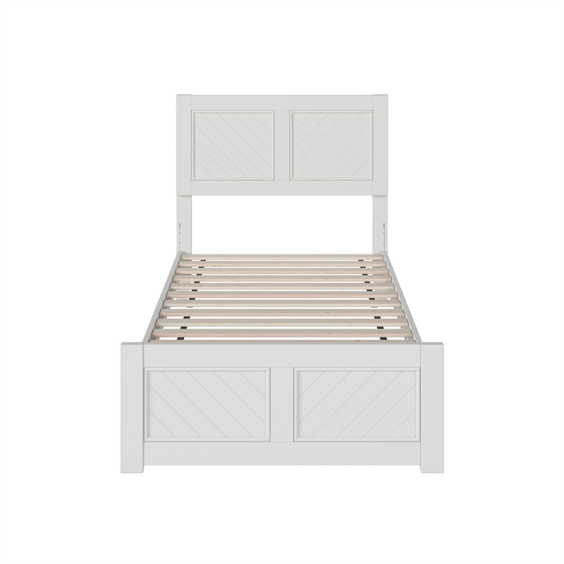 Berkshire Twin Wood Low Profile Platform Bed with Matching Footboard in White