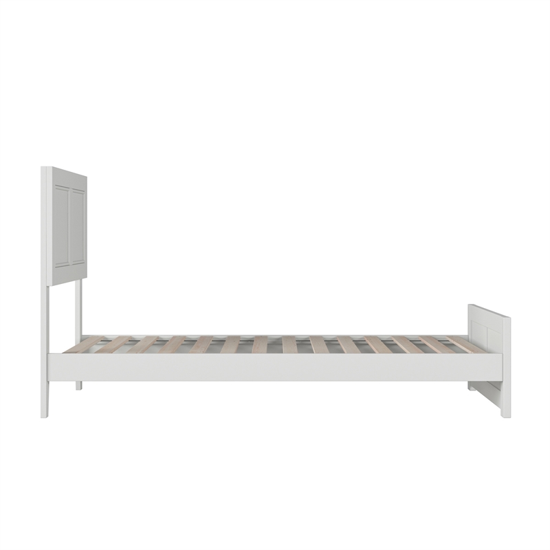 Berkshire Twin Wood Low Profile Platform Bed with Matching Footboard in White