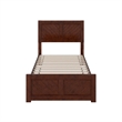 Berkshire Twin Wood Low Profile Platform Bed wMatching Footboard in Walnut Brown