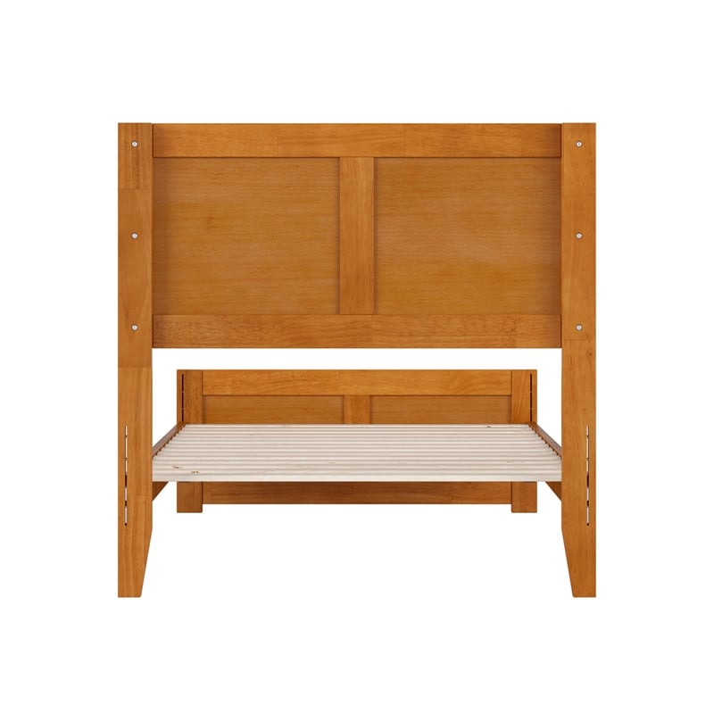 Berkshire Twin Wood Low Profile Platform Bed wMatching Footboard in Light Toffee