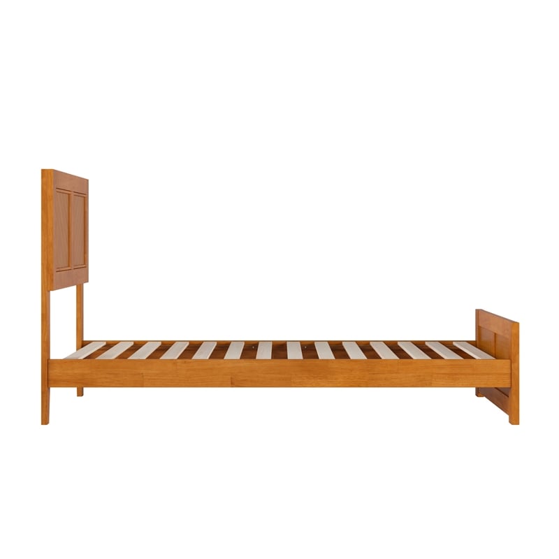 Berkshire Twin Wood Low Profile Platform Bed wMatching Footboard in Light Toffee