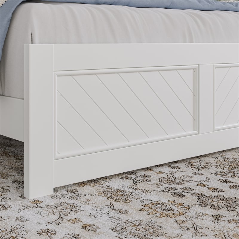 Berkshire Full Low Profile Wood Platform Bed with Matching Footboard in White
