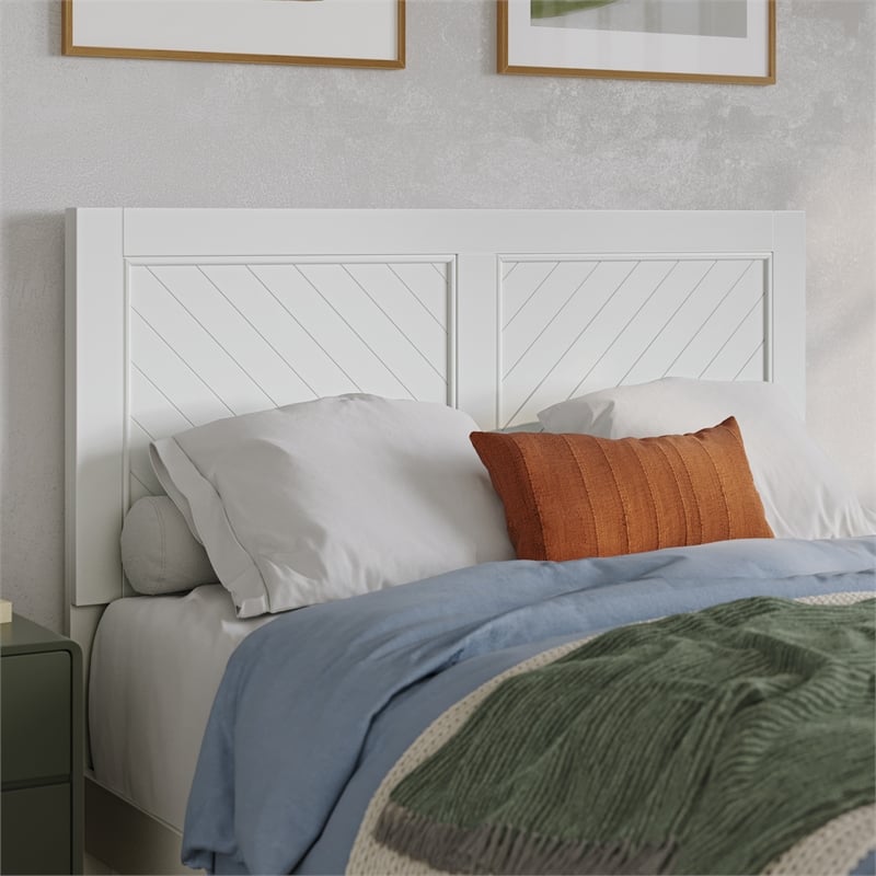 Berkshire Full Low Profile Wood Platform Bed with Matching Footboard in White