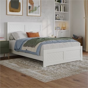 Berkshire Full Low Profile Wood Platform Bed with Matching Footboard in White