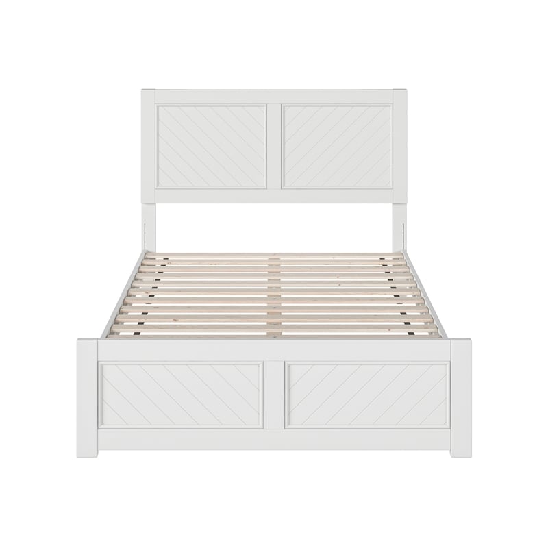 Berkshire Full Low Profile Wood Platform Bed with Matching Footboard in White