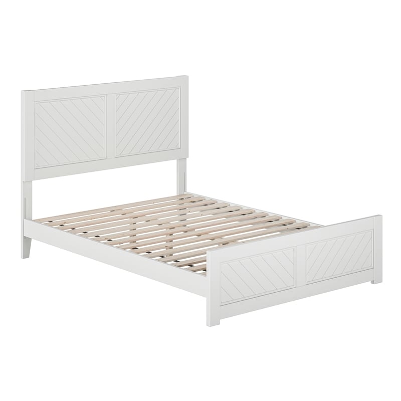 Berkshire Full Low Profile Wood Platform Bed with Matching Footboard in White