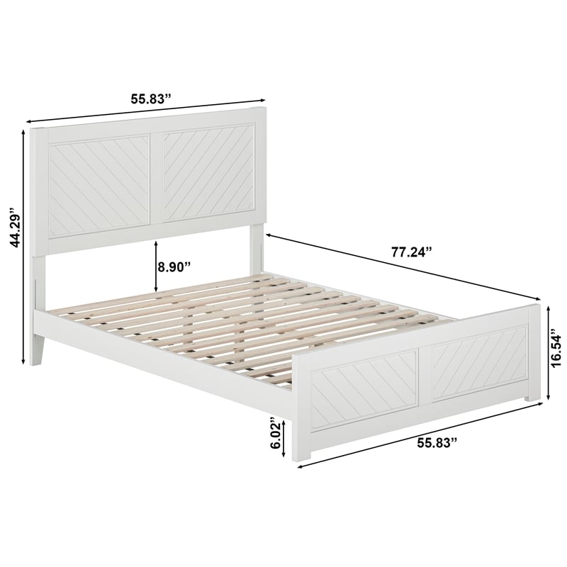 Berkshire Full Low Profile Wood Platform Bed with Matching Footboard in White
