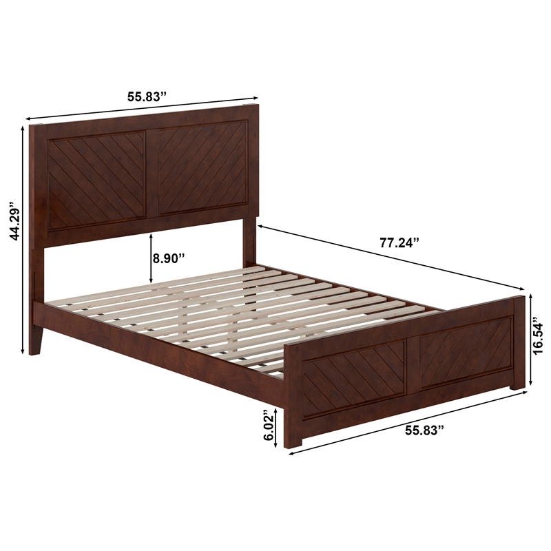 Berkshire Full Low Profile Wood Platform Bed with Matching Footboard in Walnut