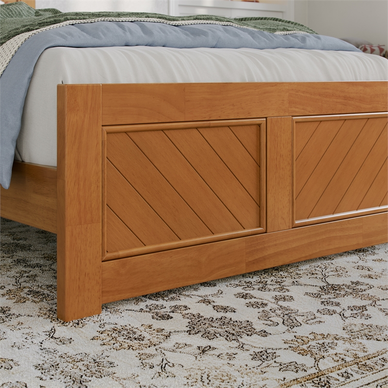 Berkshire Full Low Wood Platform Bed with Matching Footboard in Light Toffee
