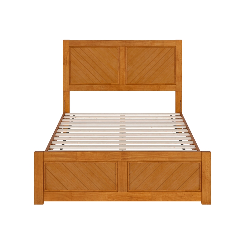Berkshire Full Low Wood Platform Bed with Matching Footboard in Light Toffee