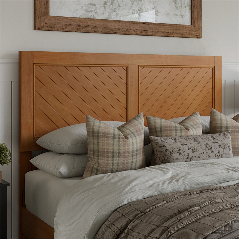 Berkshire Queen Low Profile Platform Bed with Matching Footboard in Light Toffee