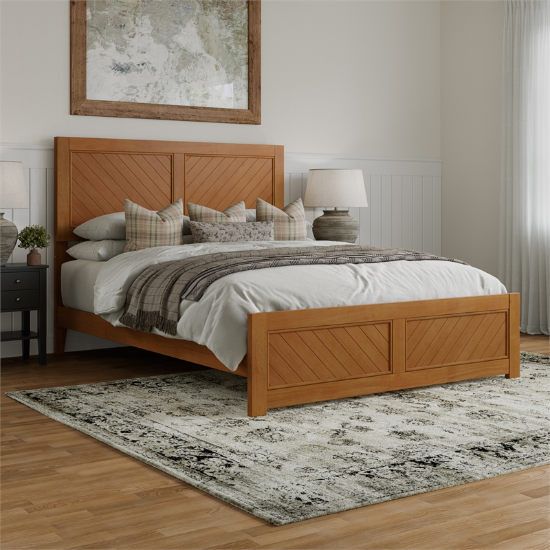 Berkshire Queen Low Profile Platform Bed with Matching Footboard in Light Toffee