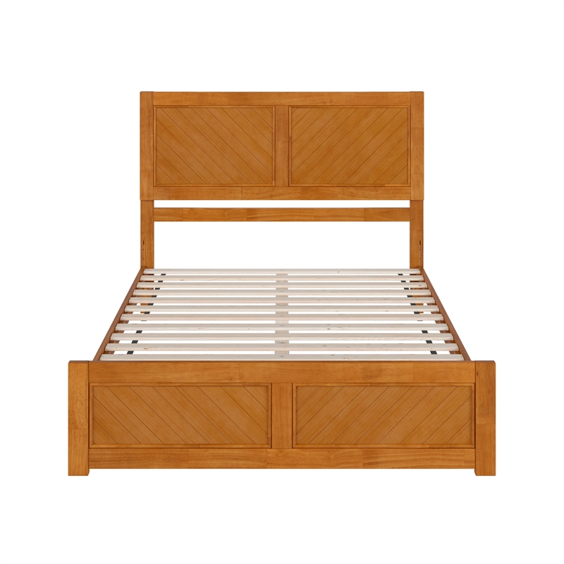 Berkshire Queen Low Profile Platform Bed with Matching Footboard in Light Toffee