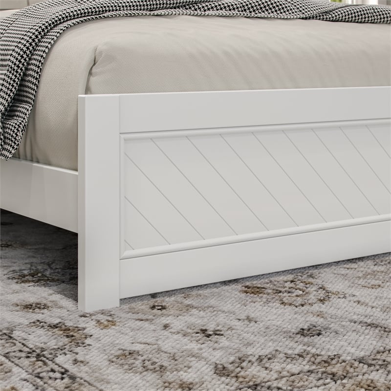 Berkshire King Wood Low Profile Platform Bed with Matching Footboard in White