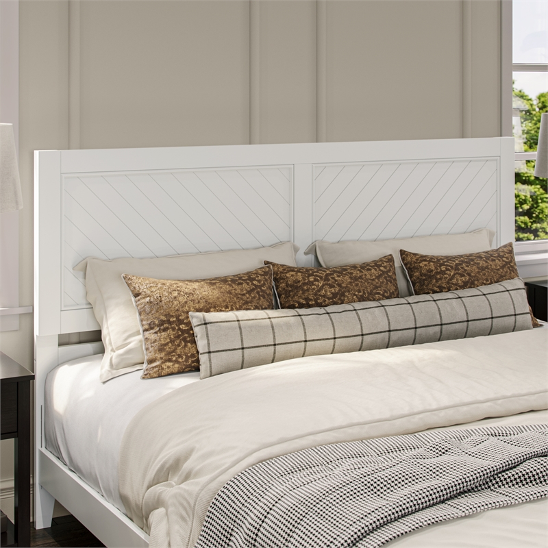 Berkshire King Wood Low Profile Platform Bed with Matching Footboard in White