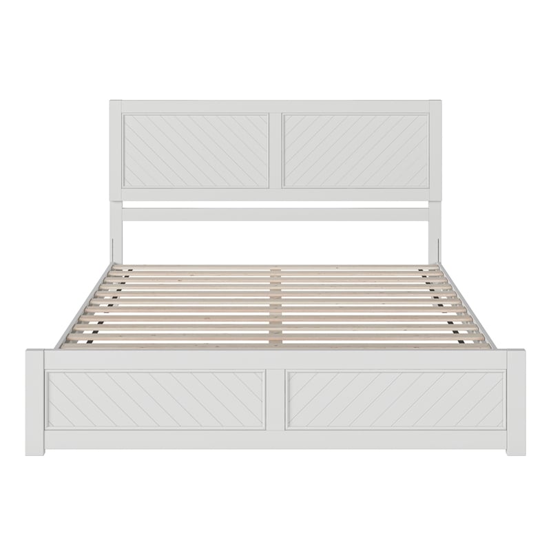 Berkshire King Wood Low Profile Platform Bed with Matching Footboard in White