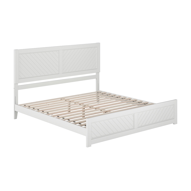 Berkshire King Wood Low Profile Platform Bed with Matching Footboard in White