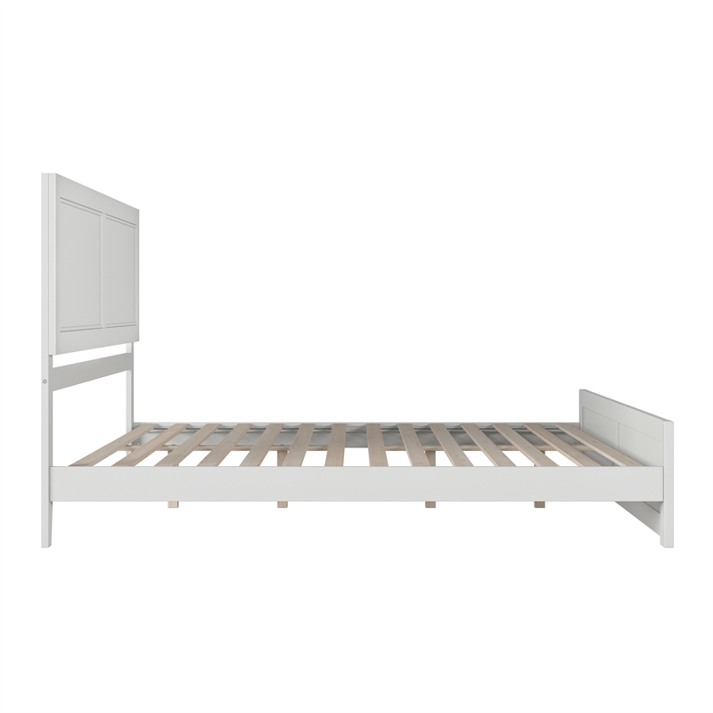Berkshire King Wood Low Profile Platform Bed with Matching Footboard in White