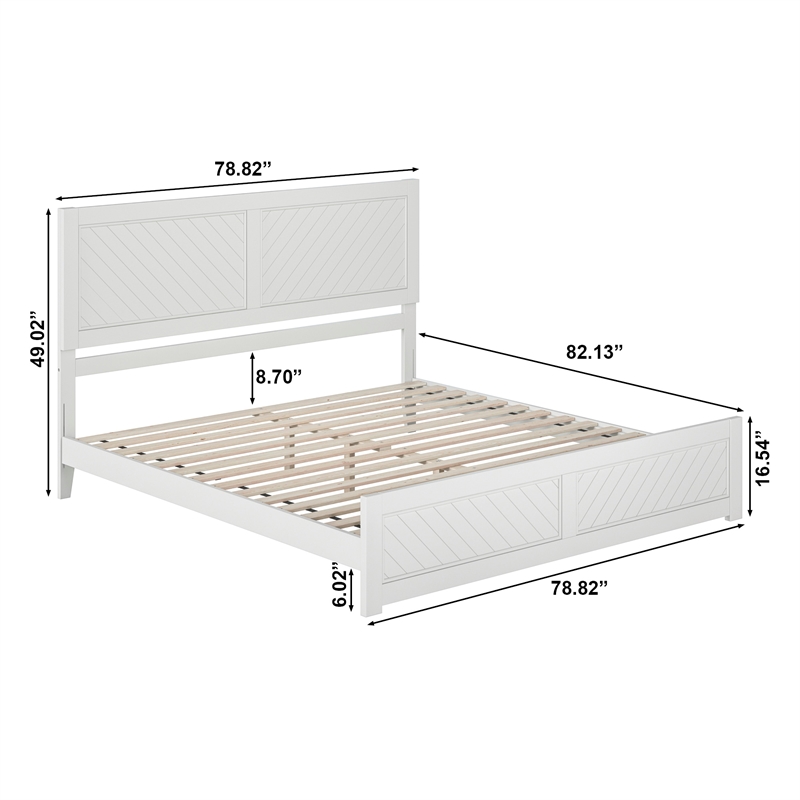 Berkshire King Wood Low Profile Platform Bed with Matching Footboard in White