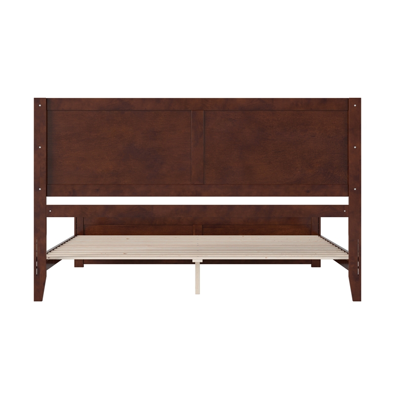 Berkshire King Wood Low Profile Platform Bed wMatching Footboard in Walnut Brown