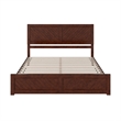 Berkshire King Wood Low Profile Platform Bed wMatching Footboard in Walnut Brown