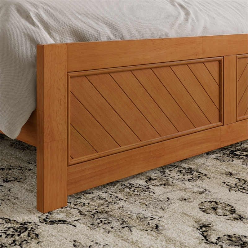 Berkshire King Wood Low Profile Platform Bed wMatching Footboard in Light Toffee