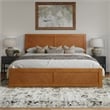 Berkshire King Wood Low Profile Platform Bed wMatching Footboard in Light Toffee