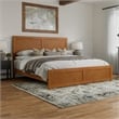 Berkshire King Wood Low Profile Platform Bed wMatching Footboard in Light Toffee