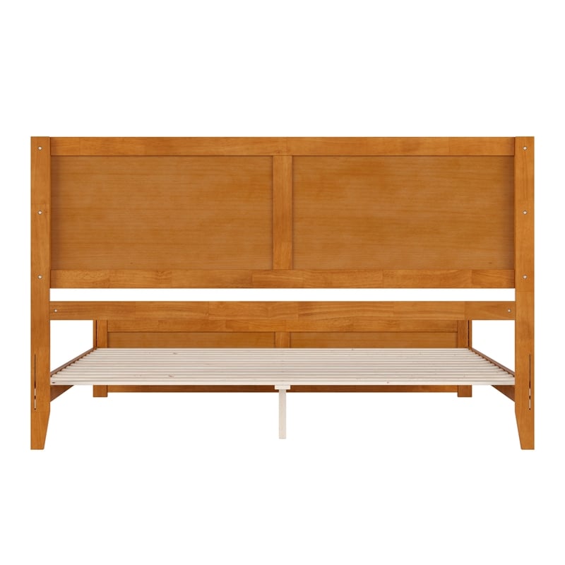 Berkshire King Wood Low Profile Platform Bed wMatching Footboard in Light Toffee