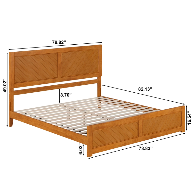 Berkshire King Wood Low Profile Platform Bed wMatching Footboard in Light Toffee