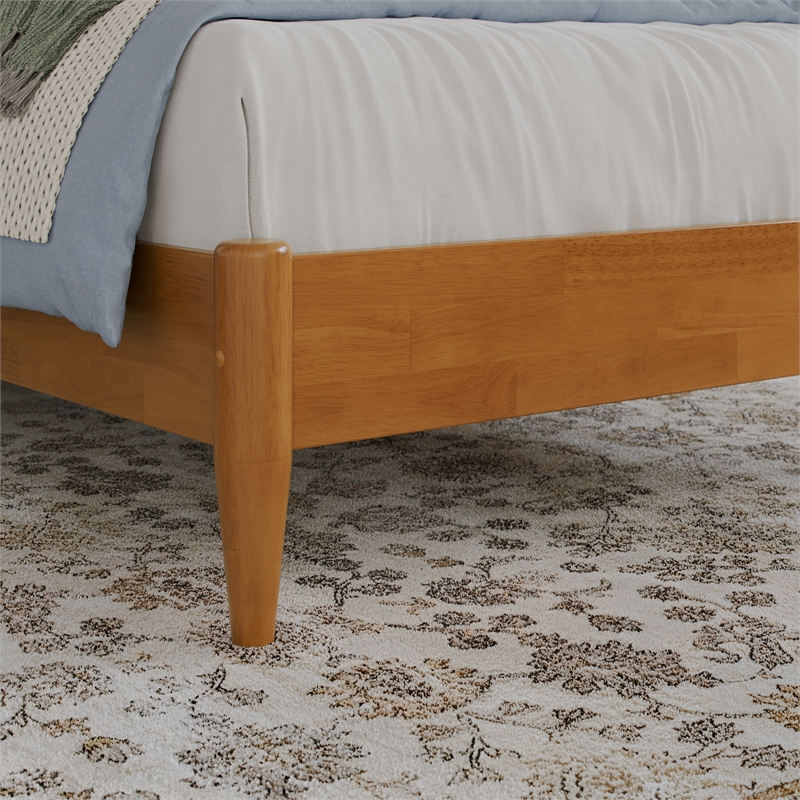 Berkshire Twin XL Wood Low Profile Platform Bed in Light Toffee
