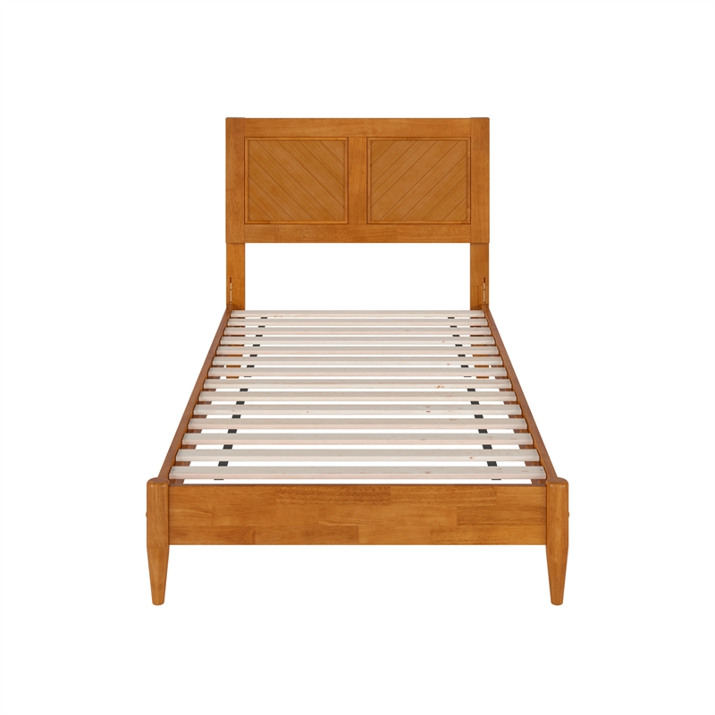 Berkshire Twin XL Wood Low Profile Platform Bed in Light Toffee