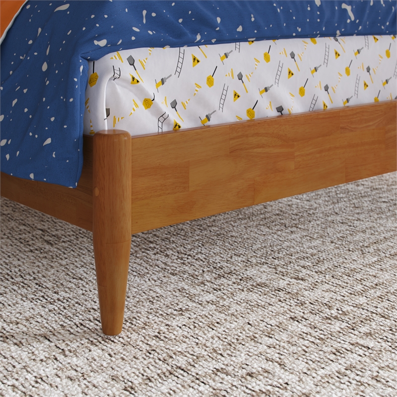 Berkshire Twin Wood Low Profile Platform Bed in Light Toffee