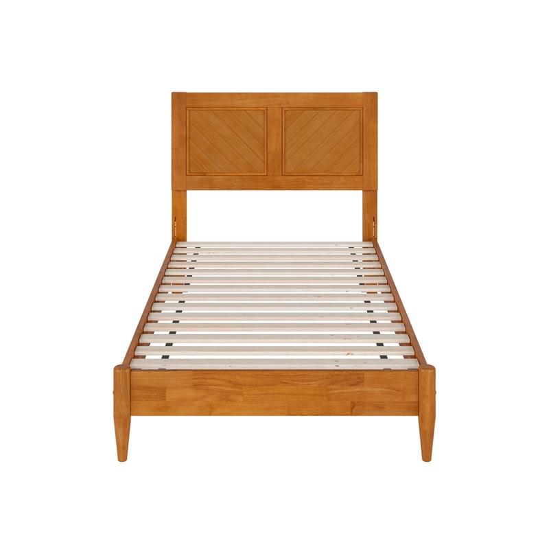 Berkshire Twin Wood Low Profile Platform Bed in Light Toffee