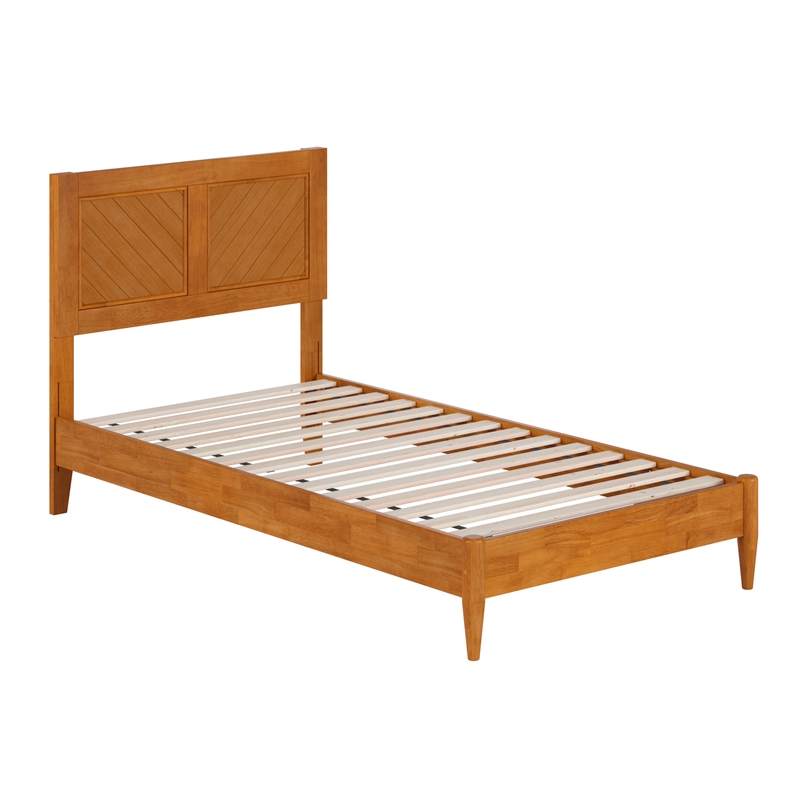 Berkshire Twin Wood Low Profile Platform Bed in Light Toffee