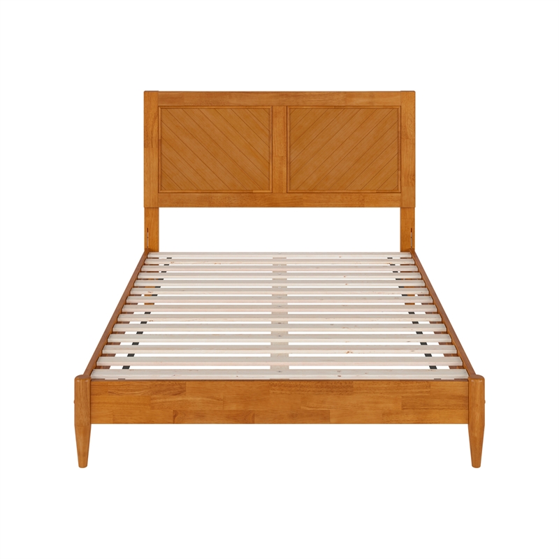 Berkshire Full Wood Low Profile Platform Bed in Light Toffee