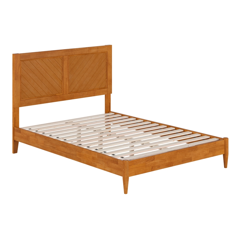 Berkshire Full Wood Low Profile Platform Bed in Light Toffee