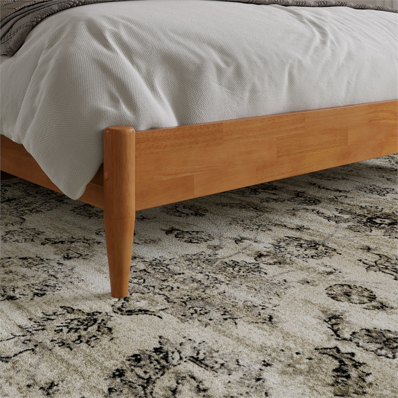 Berkshire Queen Wood Low Profile Platform Bed in Light Toffee