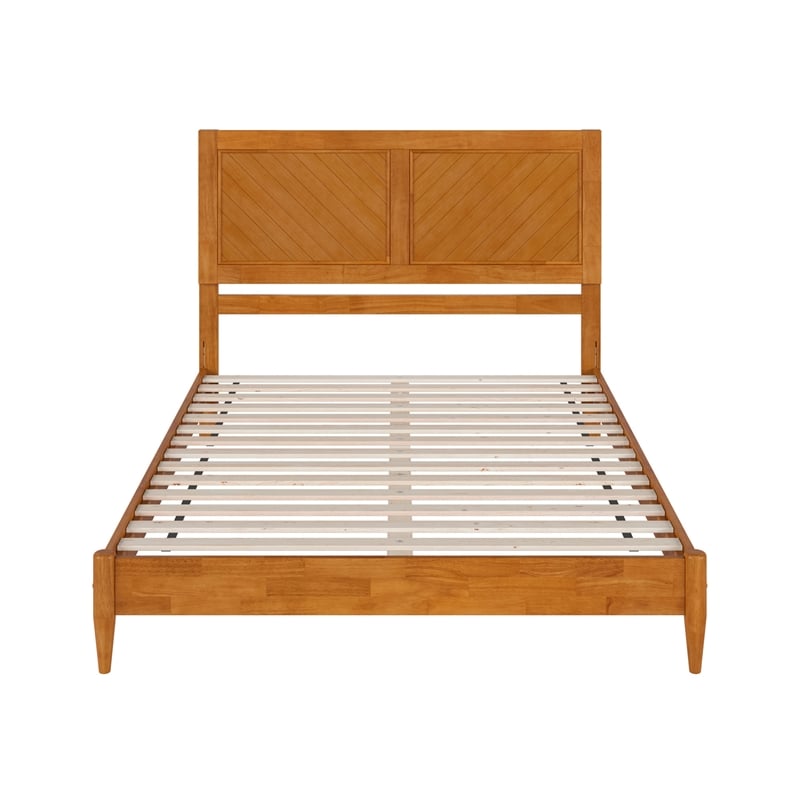Berkshire Queen Wood Low Profile Platform Bed in Light Toffee