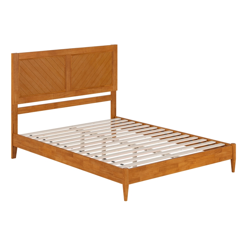 Berkshire Queen Wood Low Profile Platform Bed in Light Toffee