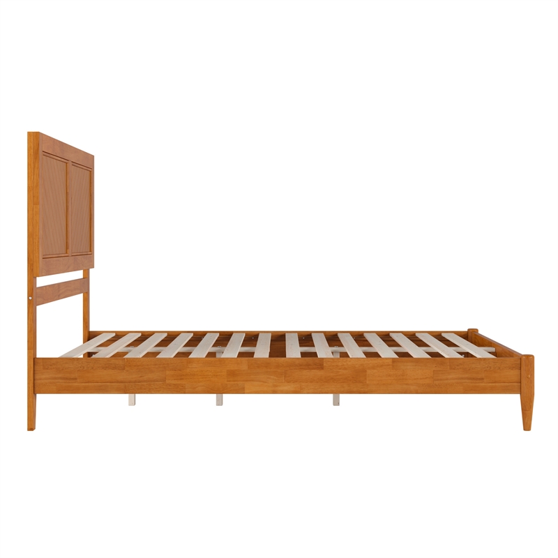 Berkshire Queen Wood Low Profile Platform Bed in Light Toffee