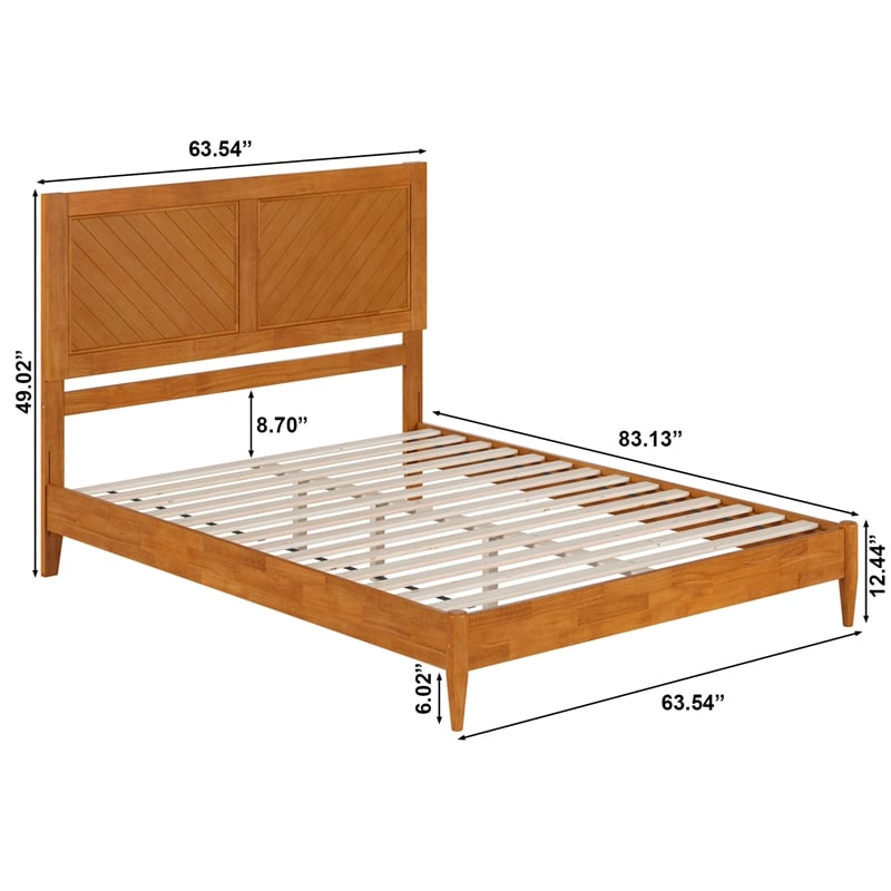 Berkshire Queen Wood Low Profile Platform Bed in Light Toffee