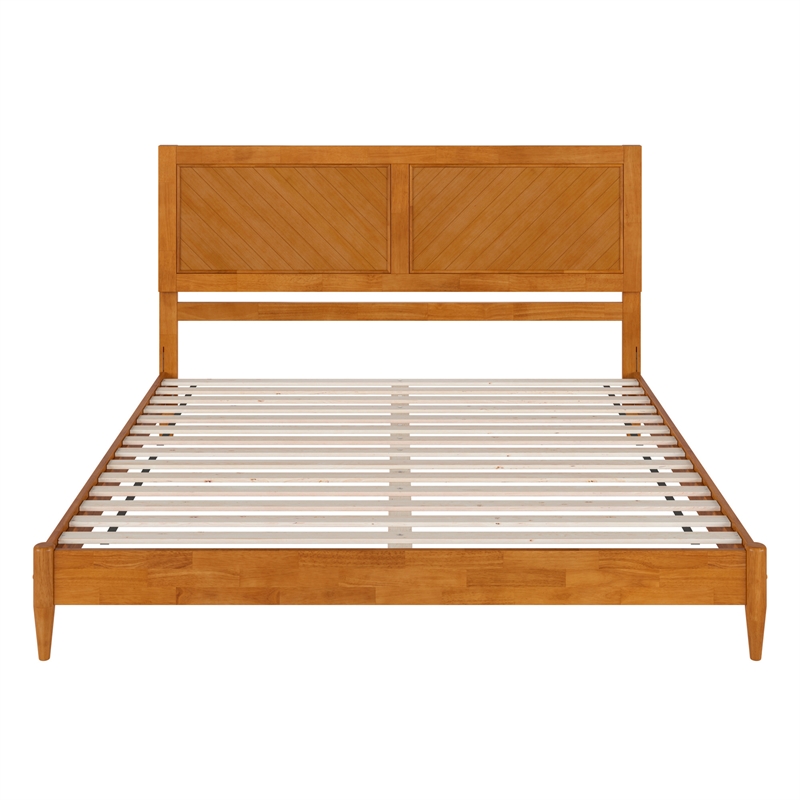 Berkshire King Wood Low Profile Platform Bed in Light Toffee
