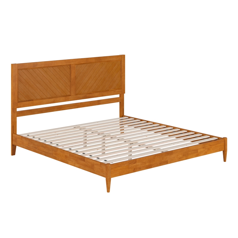 Berkshire King Wood Low Profile Platform Bed in Light Toffee