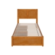 Clayton Twin XL Wood Platform Bed with Panel Footboard & Drawers in Light Toffee