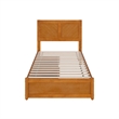 Clayton Twin Wood Platform Bed with Panel Footboard & Drawers in Light Toffee