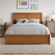 Clayton Full Wood Platform Bed with Panel Footboard & Drawers in Light Toffee