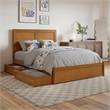 Clayton Full Wood Platform Bed with Panel Footboard & Drawers in Light Toffee